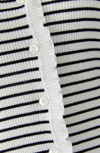 Blue & White Striped Ribbed Knit Cardigan