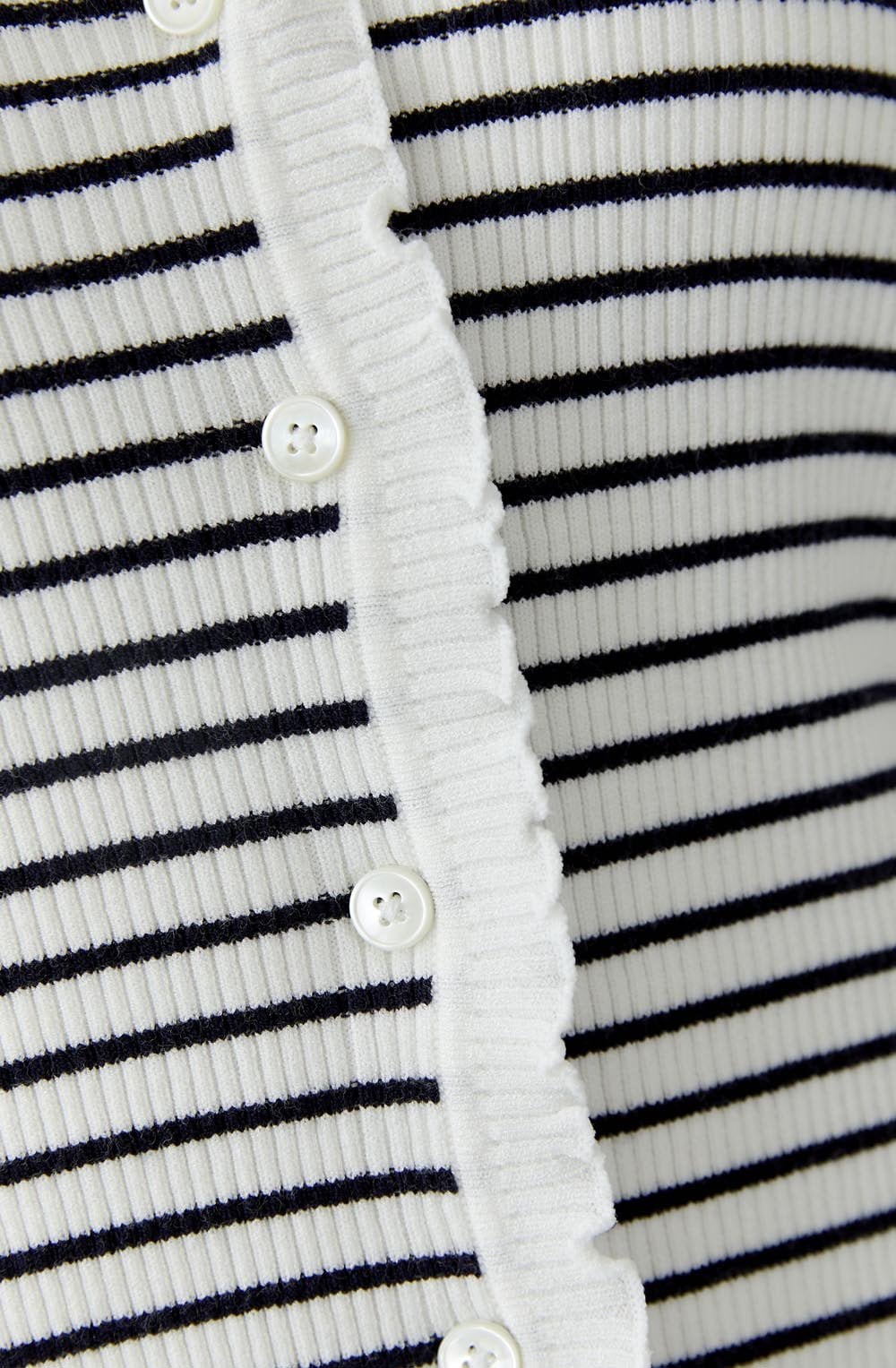 Blue & White Striped Ribbed Knit Cardigan