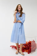 Blue & White Striped Shirt Dress