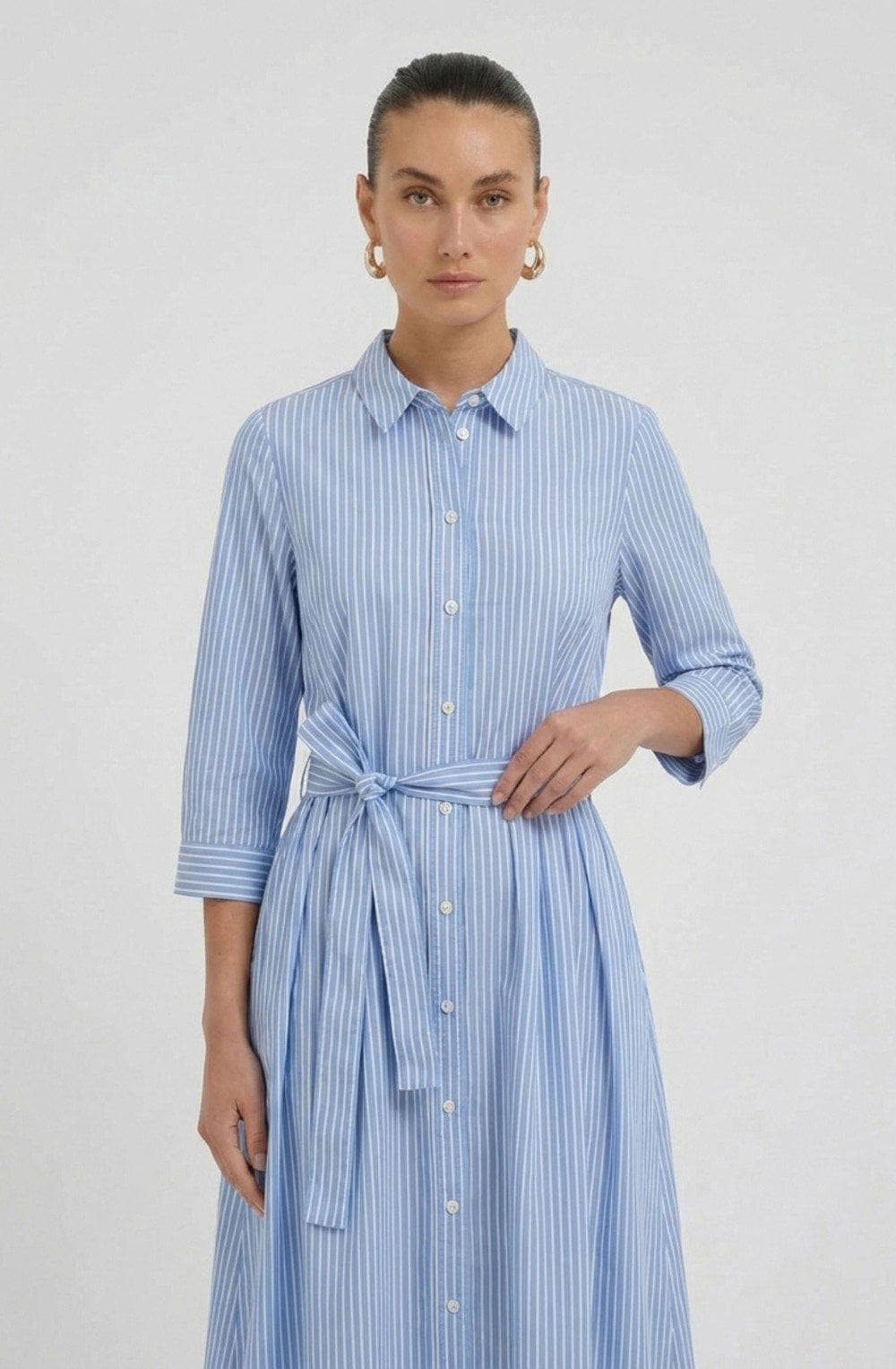 Blue & White Striped Shirt Dress