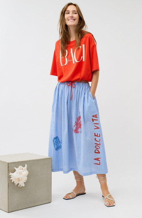 Blue & White Striped Skirt