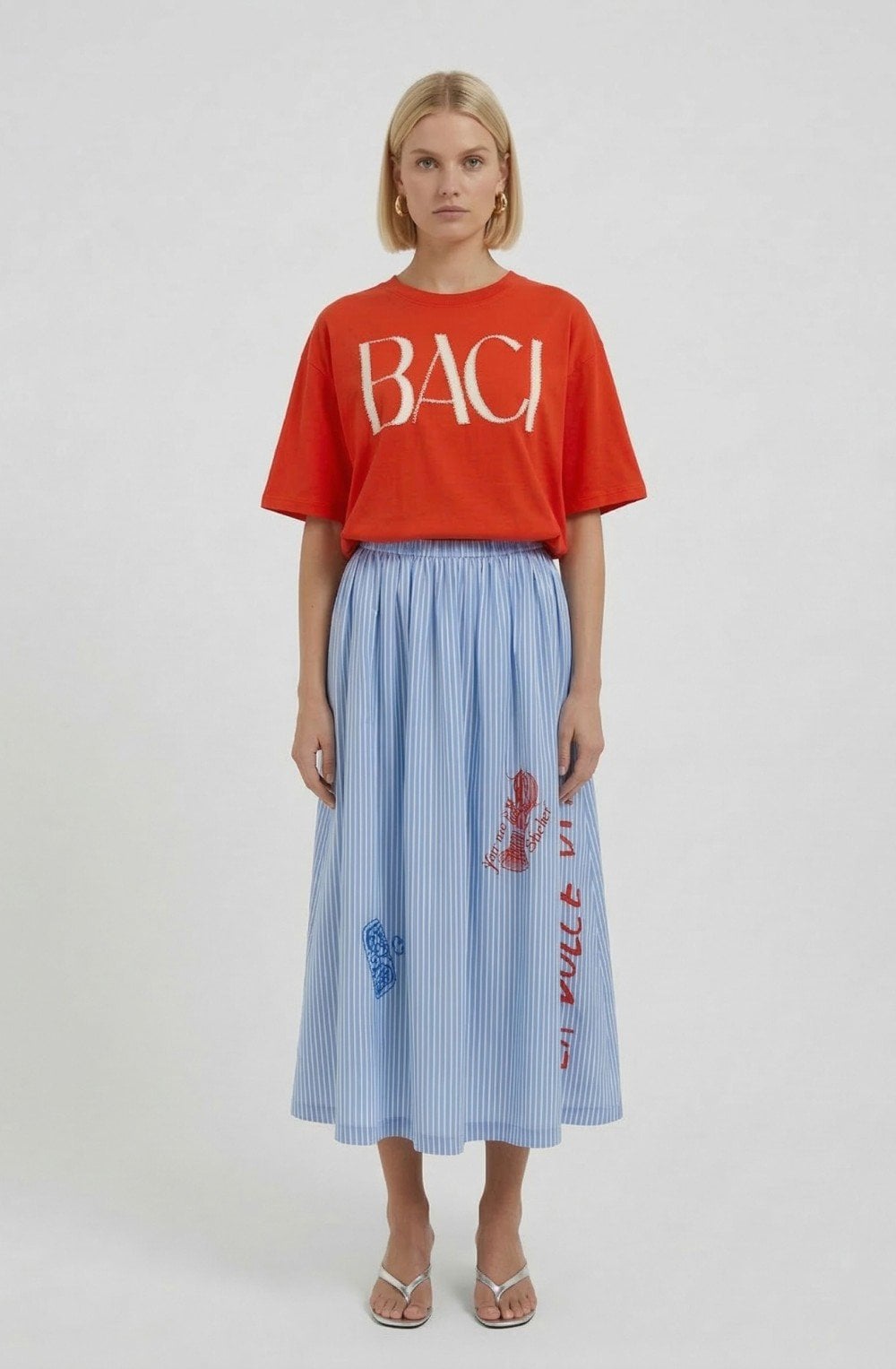 Blue & White Striped Skirt