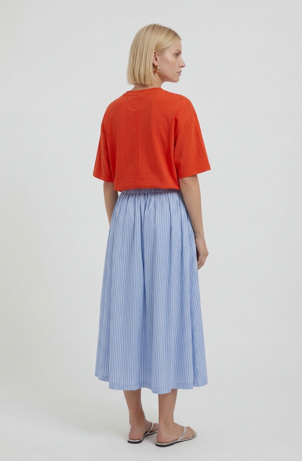 Blue & White Striped Skirt