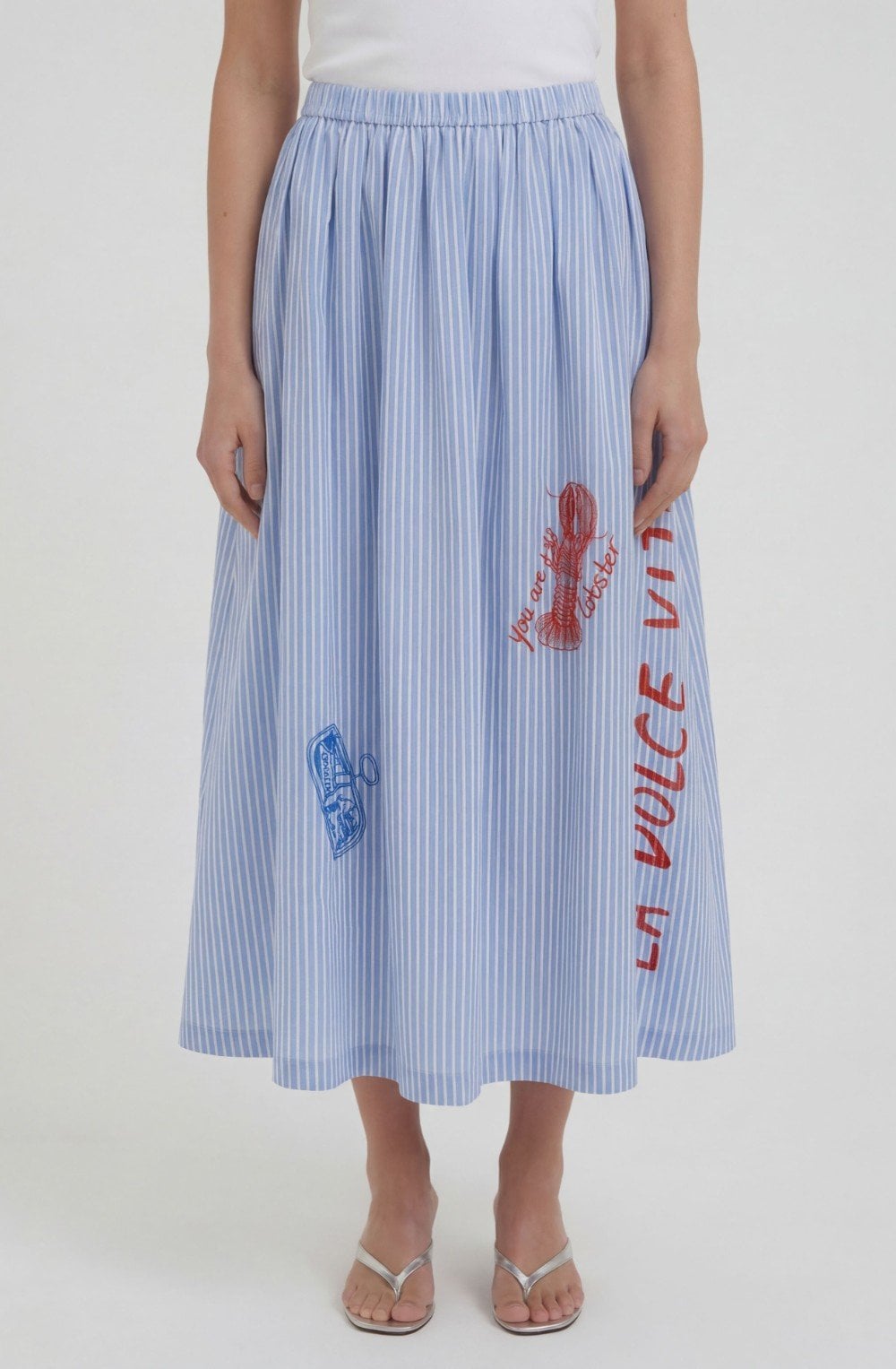 Blue & White Striped Skirt