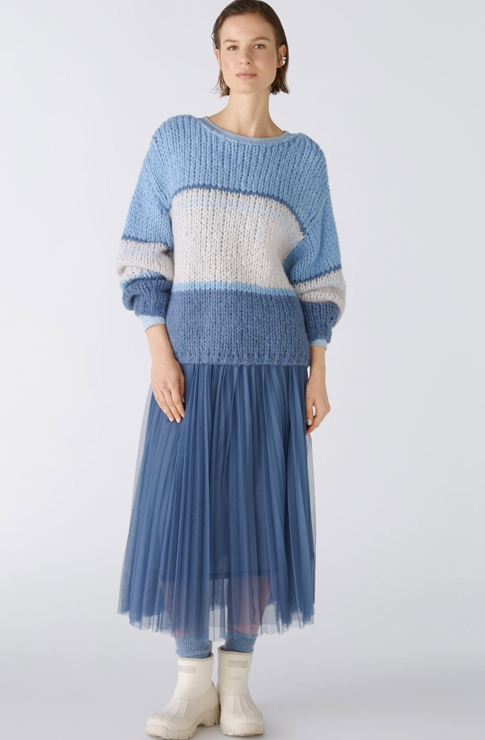 Blue Wool and Mohair Chunky Jumper