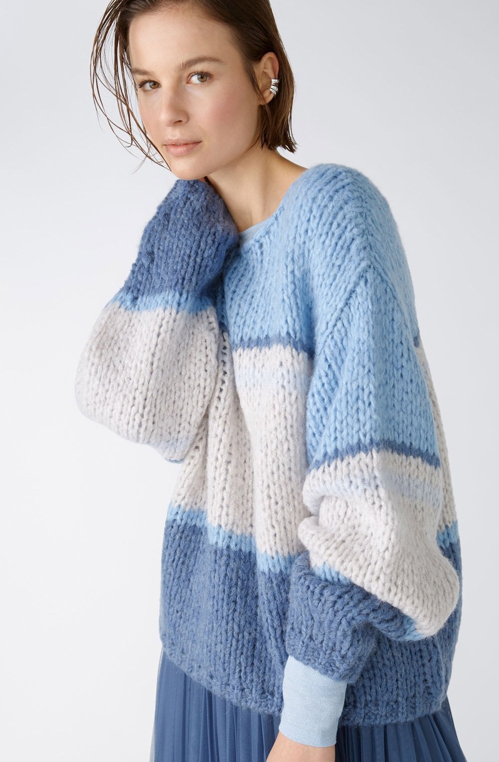Blue Wool and Mohair Chunky Jumper