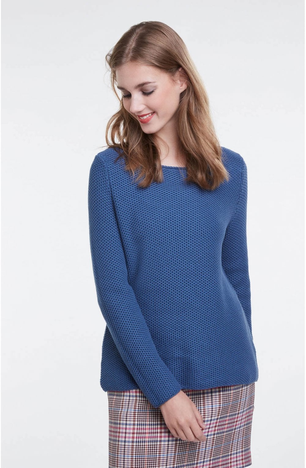 Blue Woven Knit Jumper