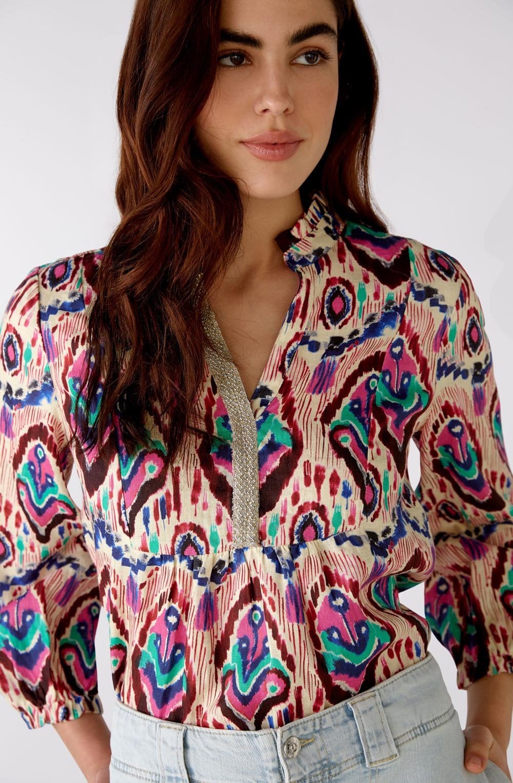 Bold Aztec Print Smock Top