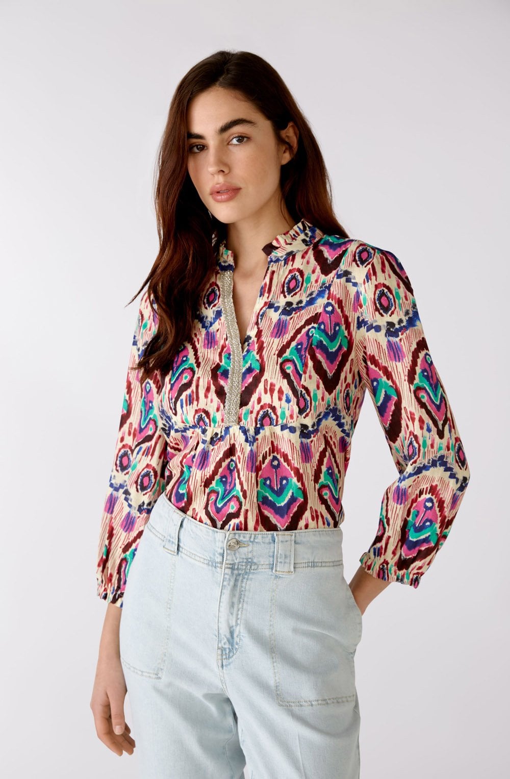 Bold Aztec Print Smock Top