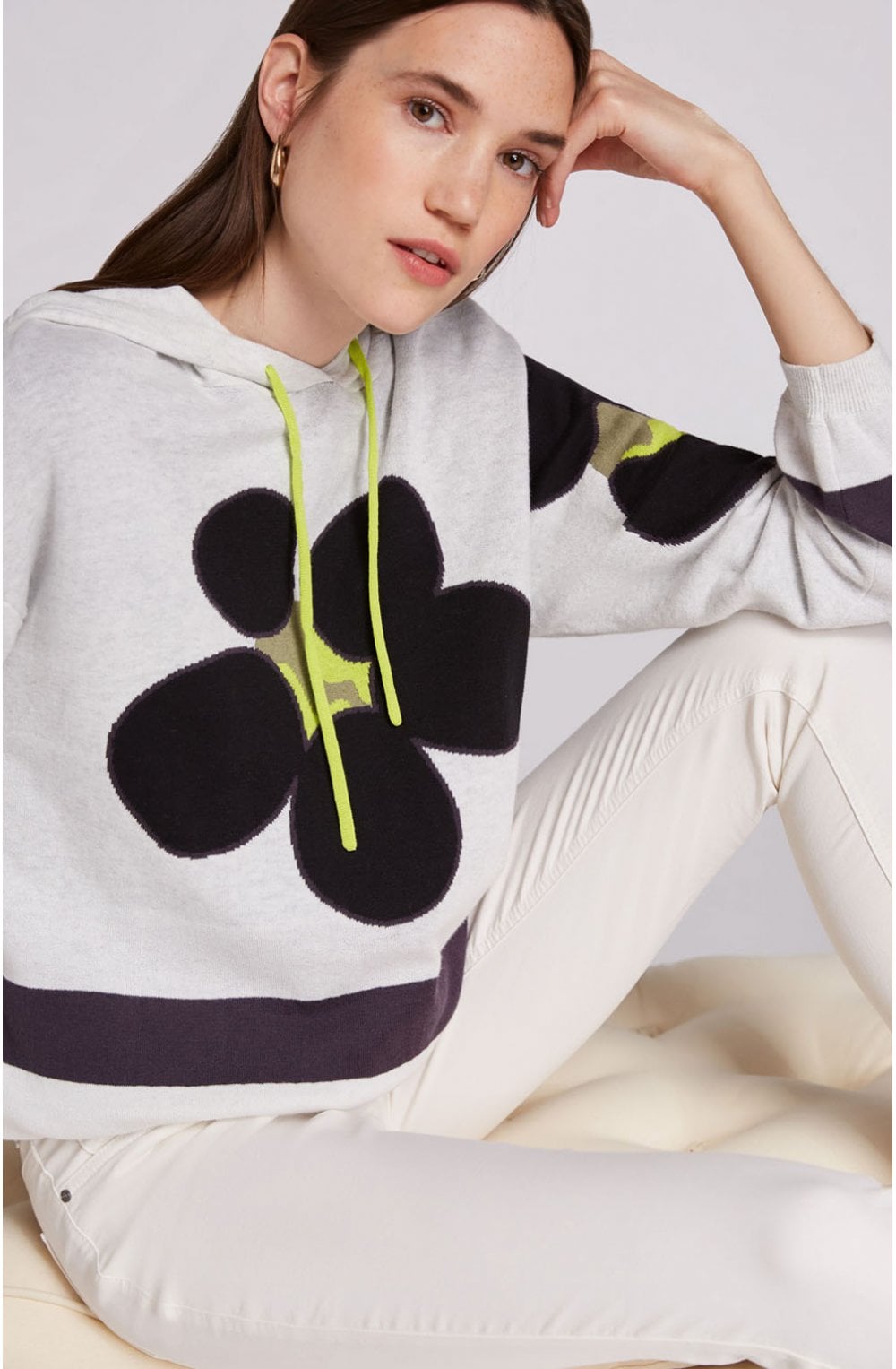 Bold Floral Design Hooded Jumper