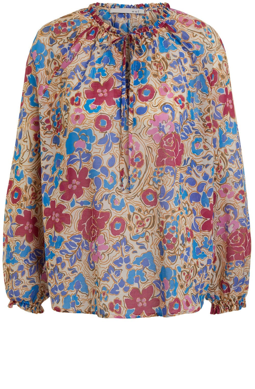 Bold Floral Print Smock Blouse