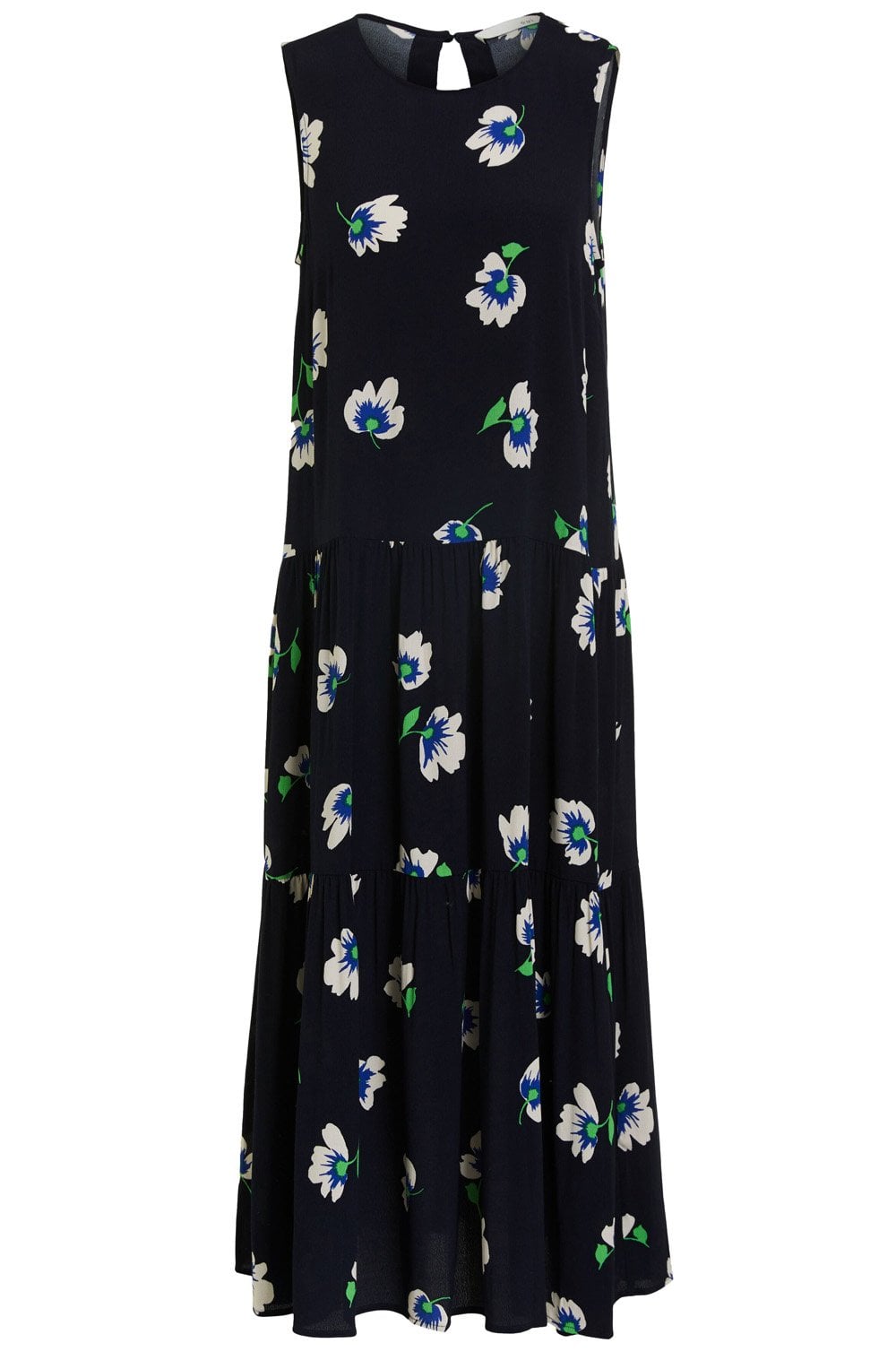 Bold Floral Print Tiered Maxi Dress