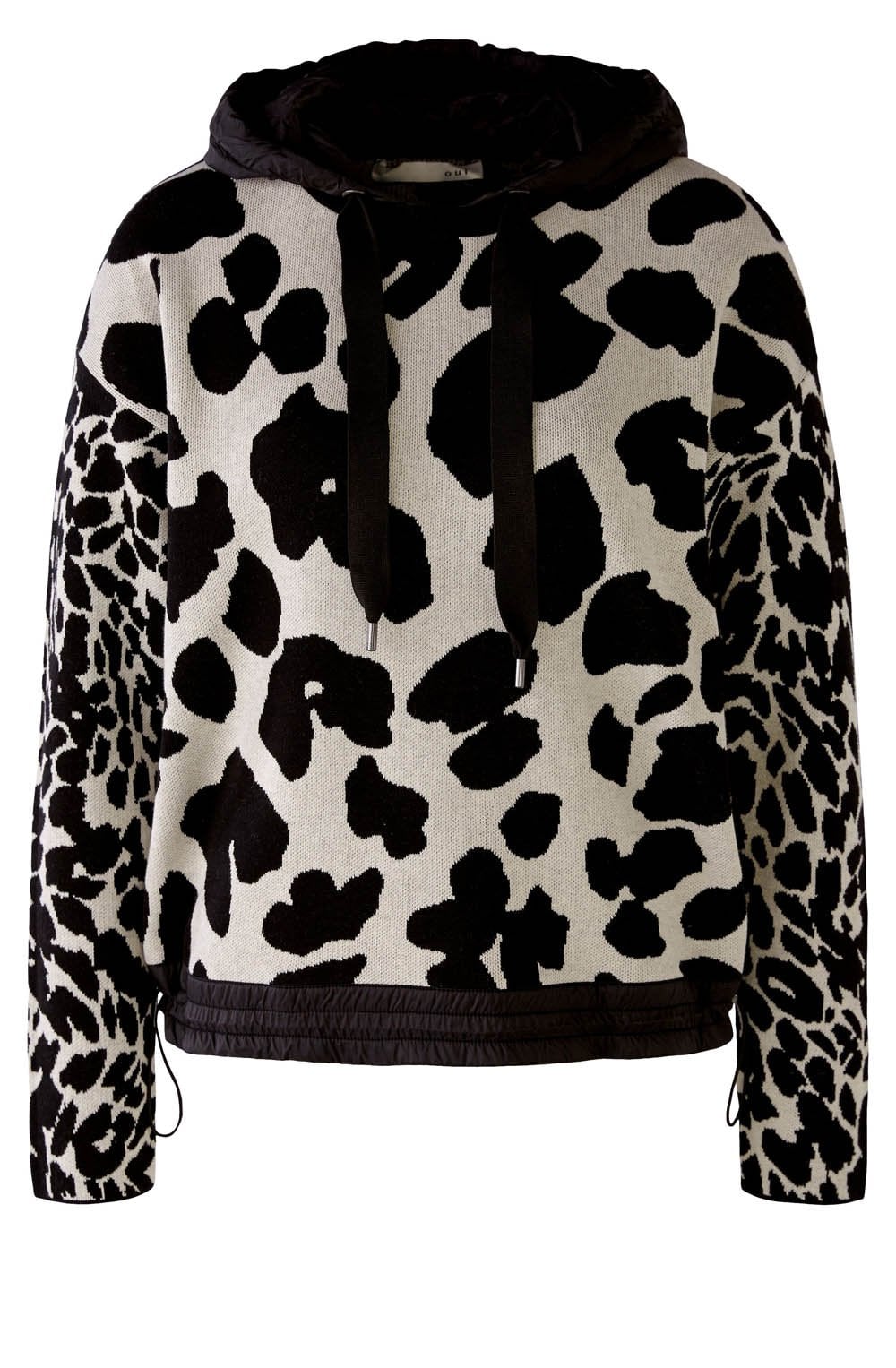 Bold Print and Contrast Hood Jumper
