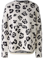 Bold Print Rounded Hemline Jacquard Jumper