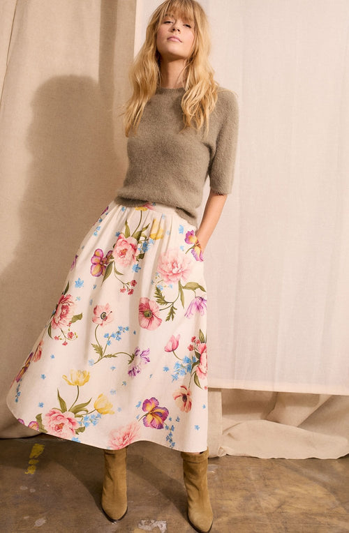 Botany Bliss Cotton Midi Skirt