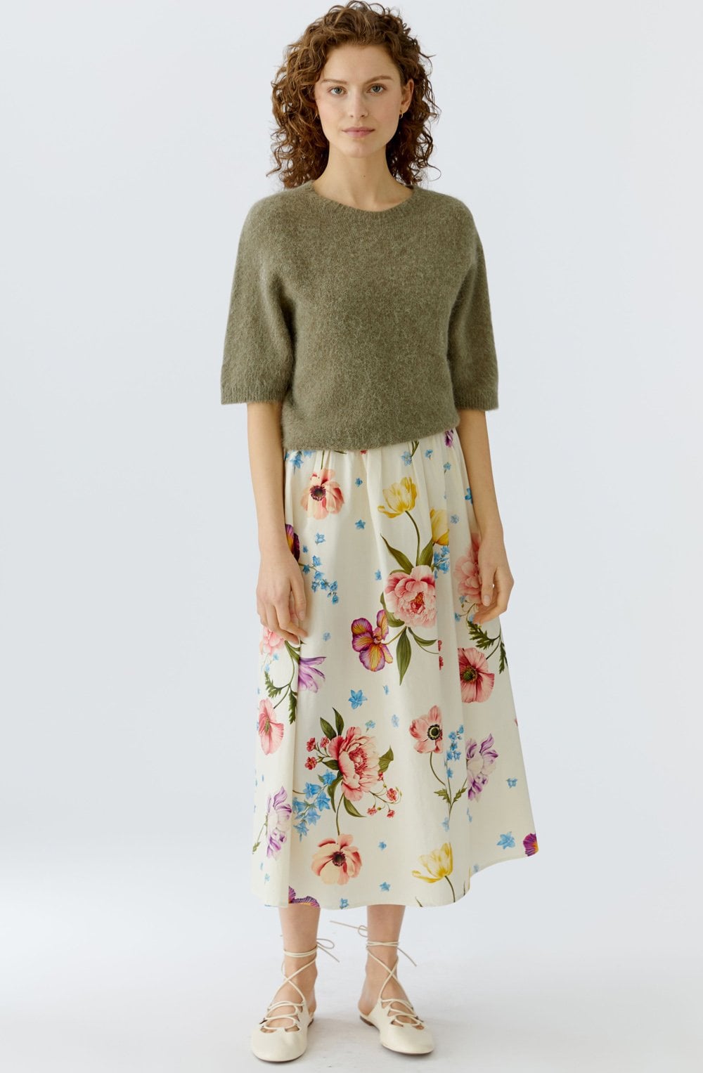 Botany Bliss Cotton Midi Skirt