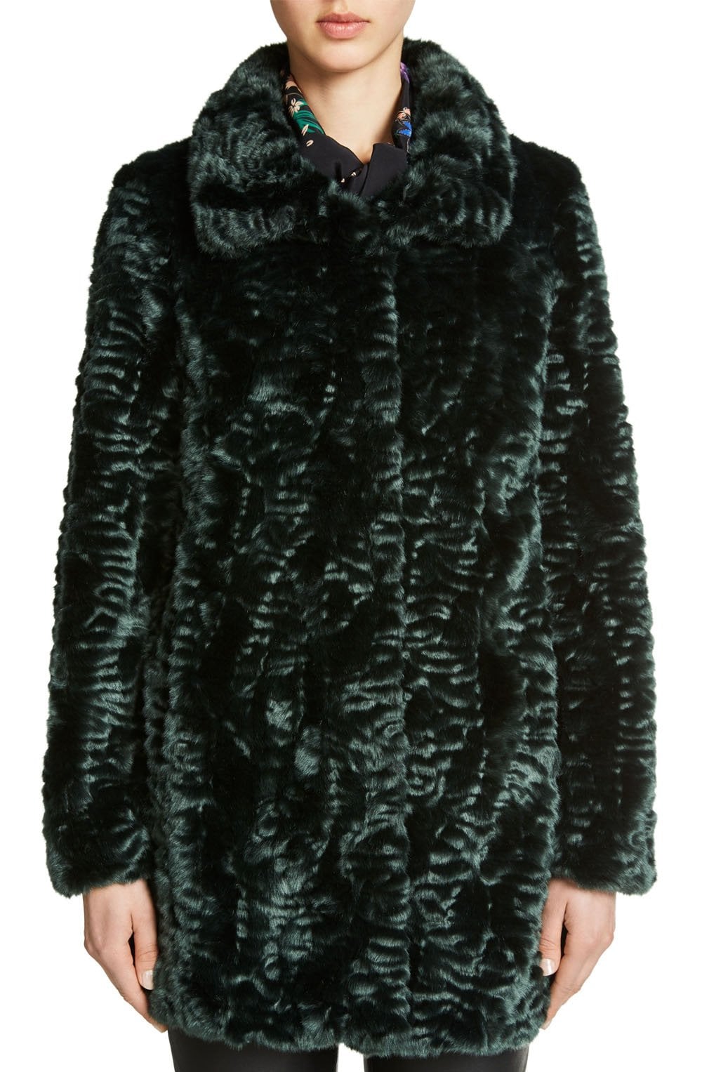 Bottle Green Faux Fur Coat