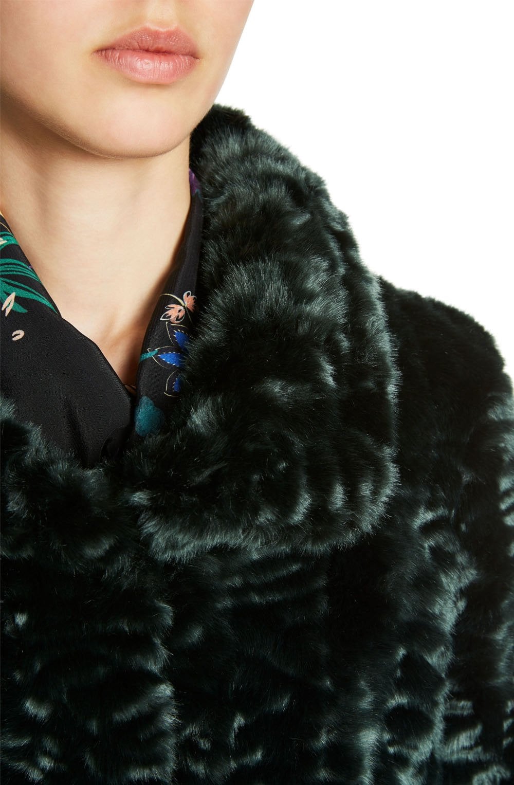Bottle Green Faux Fur Coat