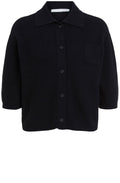 Box Style Black Collared Cardigan