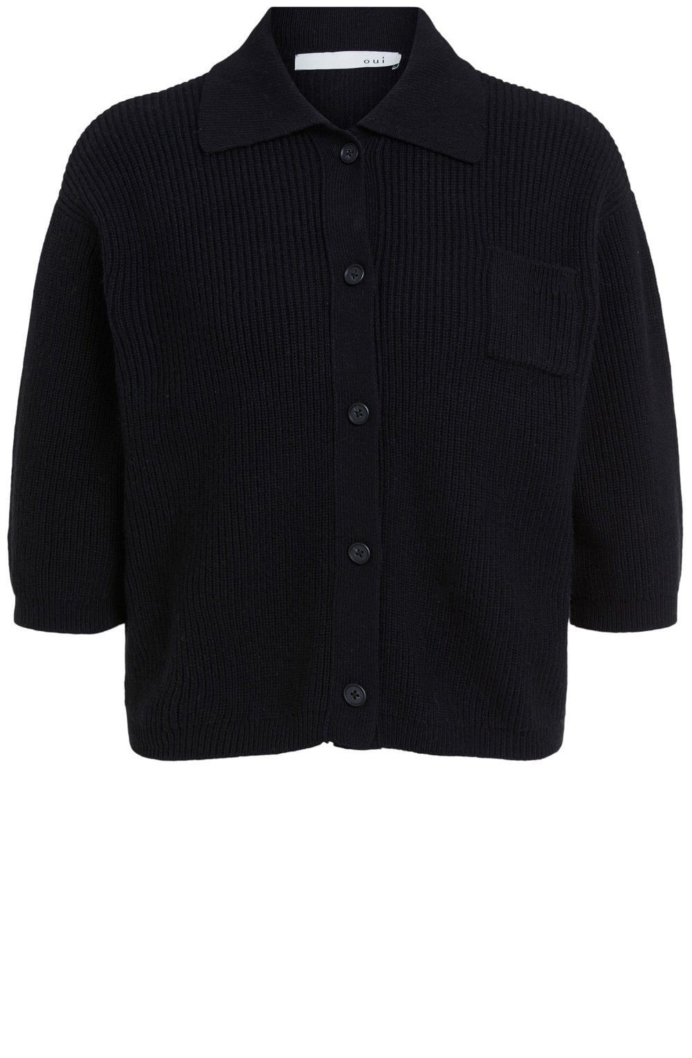 Box Style Black Collared Cardigan