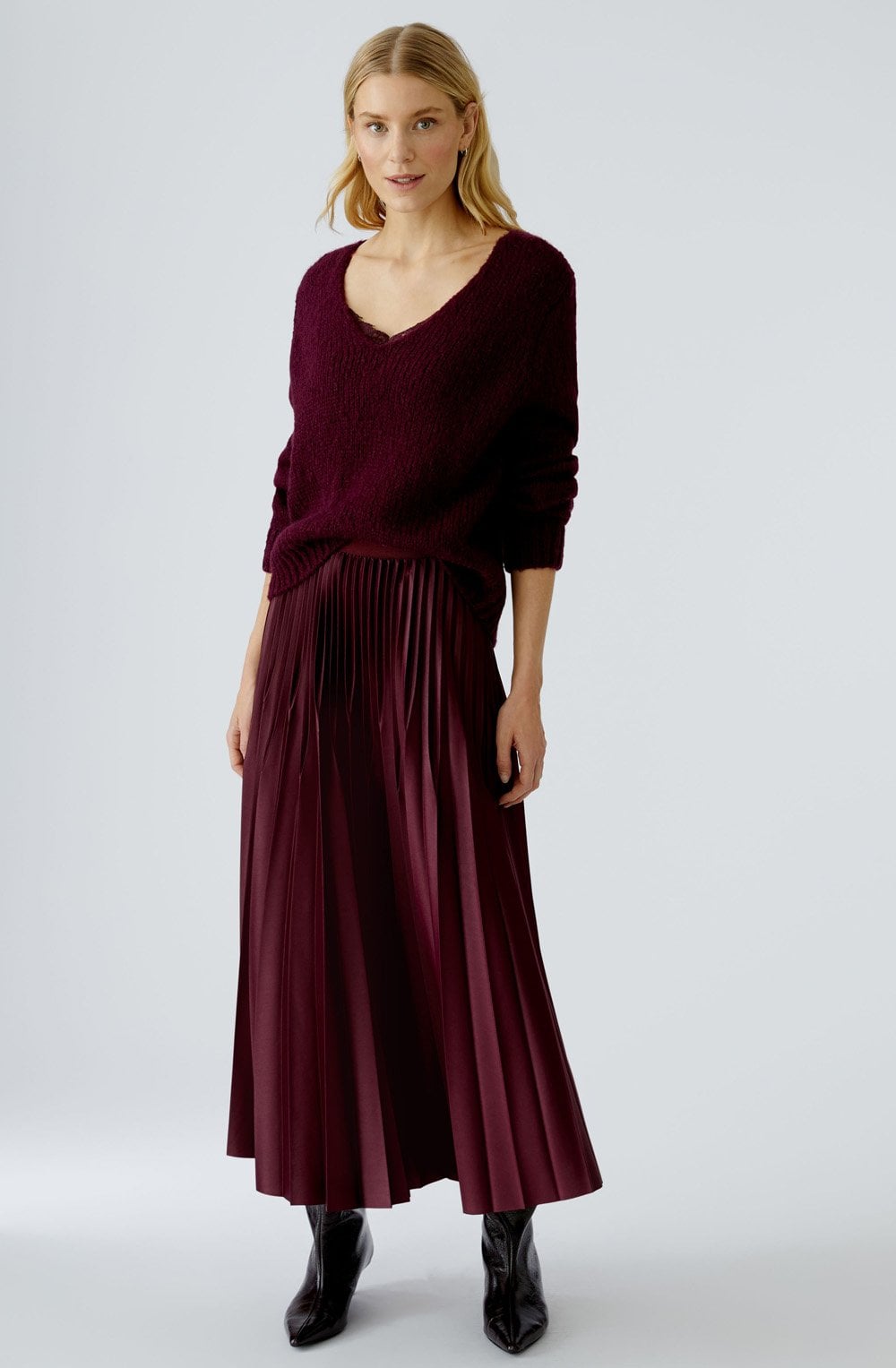 Bramble Berry Pleated Gloss Coated Skirt