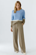Brindle Khaki Cream Contrasting Stripe Sporty Trousers