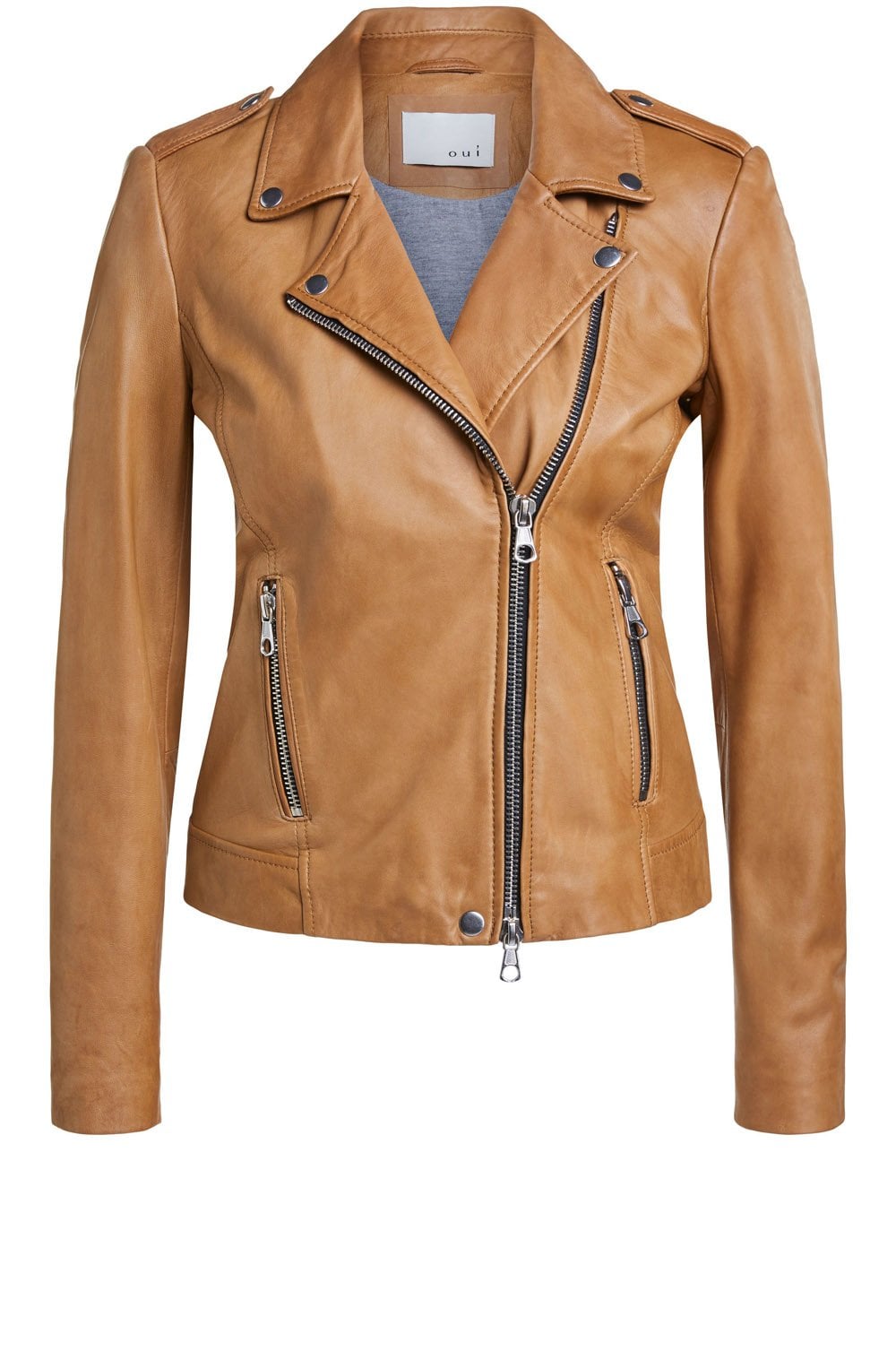 Bronze Brown Leather Biker Jacket