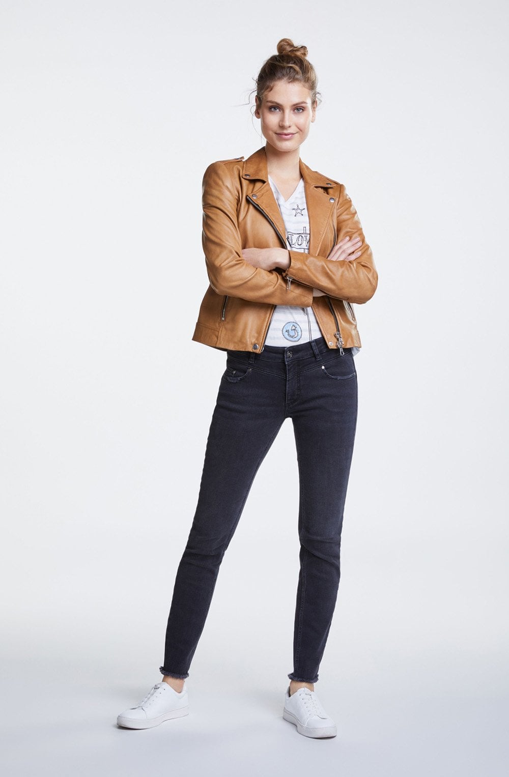 Bronze Brown Leather Biker Jacket