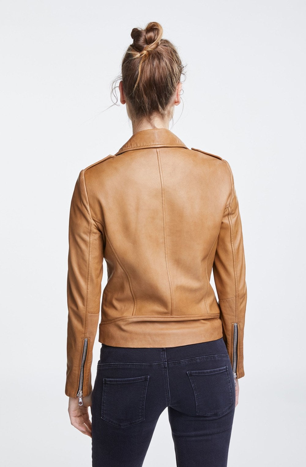 Bronze Brown Leather Biker Jacket