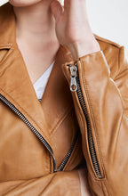 Bronze Brown Leather Biker Jacket