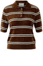 Brown and Black Striped Velour T Shirt