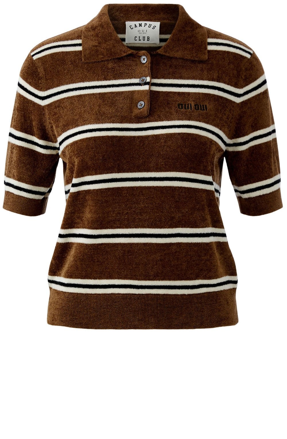 Brown and Black Striped Velour T Shirt