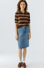 Brown and Black Striped Velour T Shirt