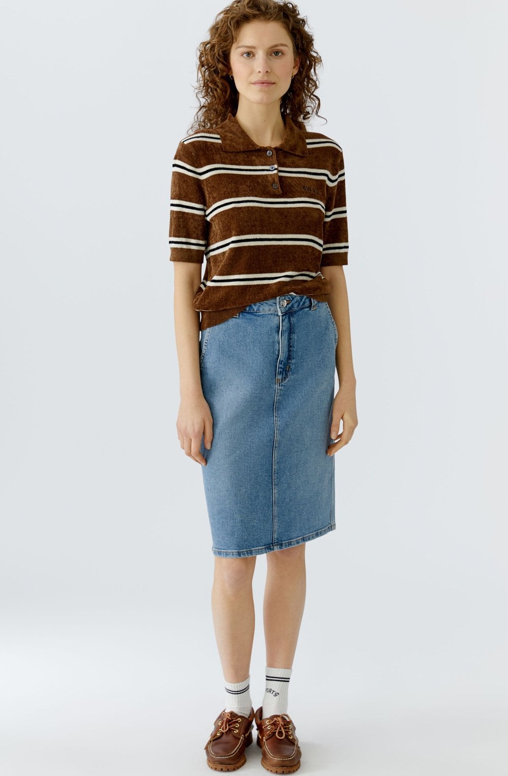 Brown and Black Striped Velour T Shirt