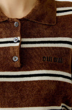 Brown and Black Striped Velour T Shirt