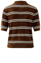 Brown and Black Striped Velour T Shirt