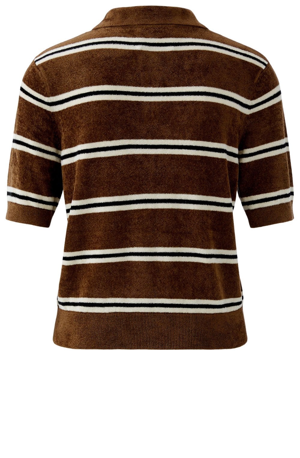 Brown and Black Striped Velour T Shirt