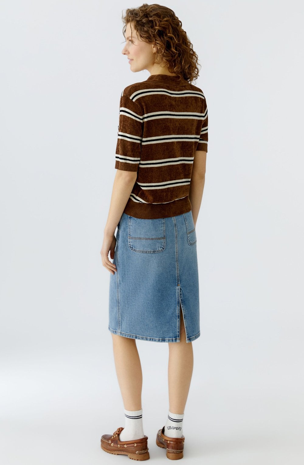 Brown and Black Striped Velour T Shirt