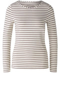 Brown and Off White Stretch Jersey Top