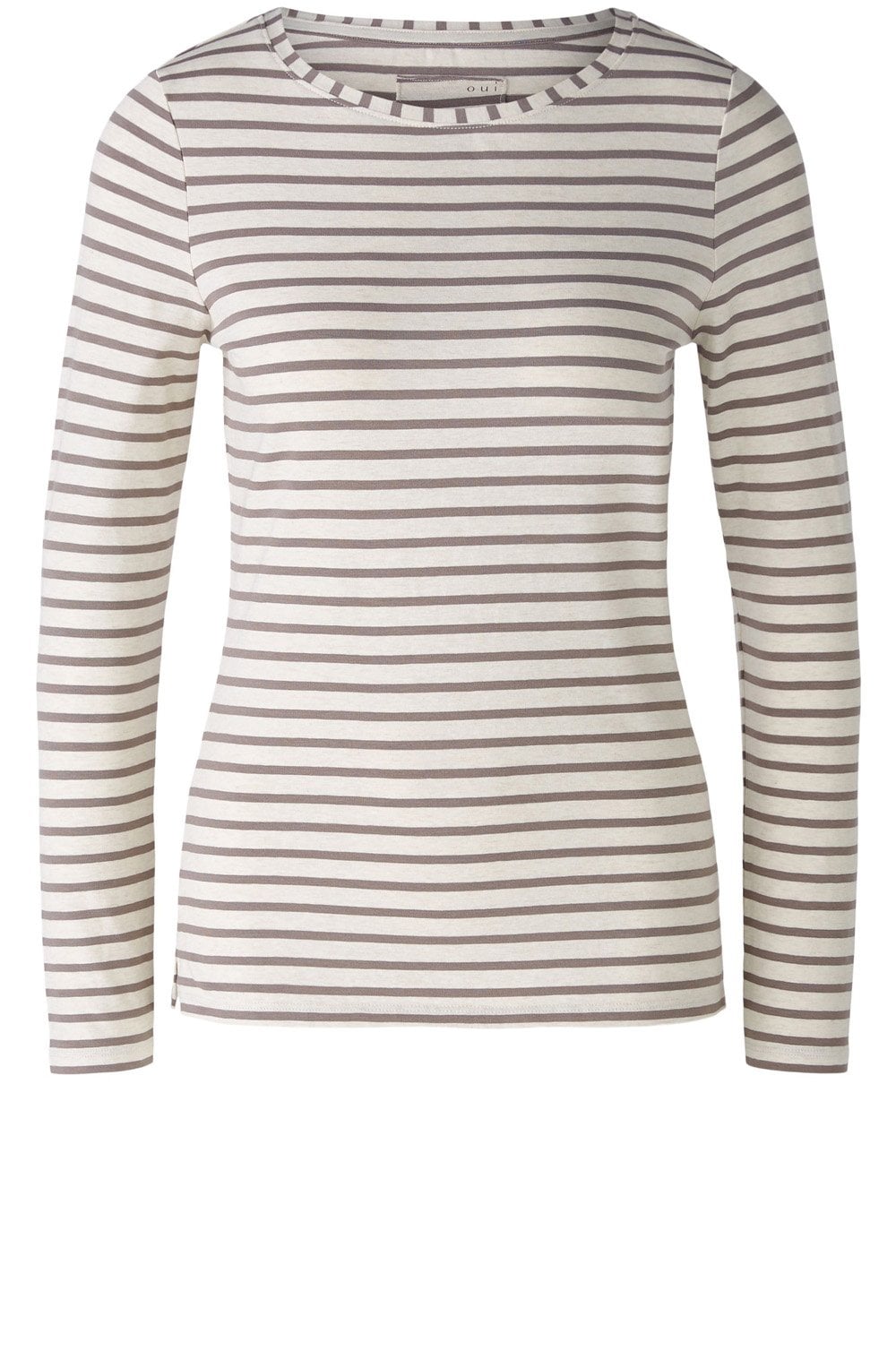 Brown and Off White Stretch Jersey Top