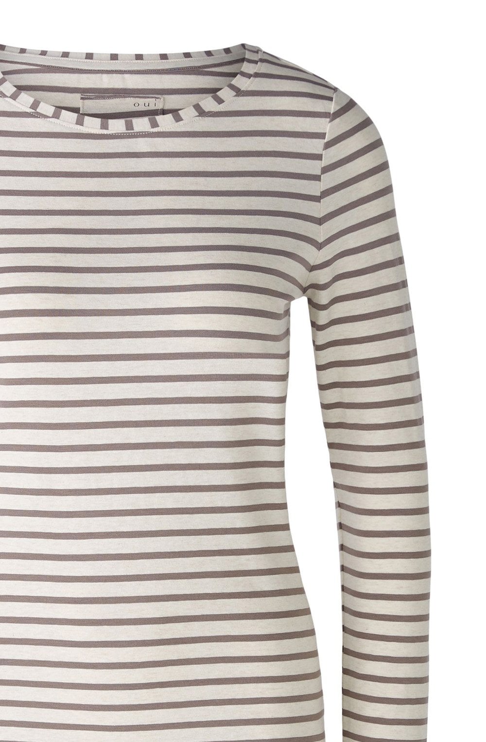 Brown and Off White Stretch Jersey Top