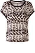 Brown Bold Print and Striped Blouse