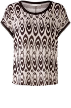 Brown Bold Print and Striped Blouse