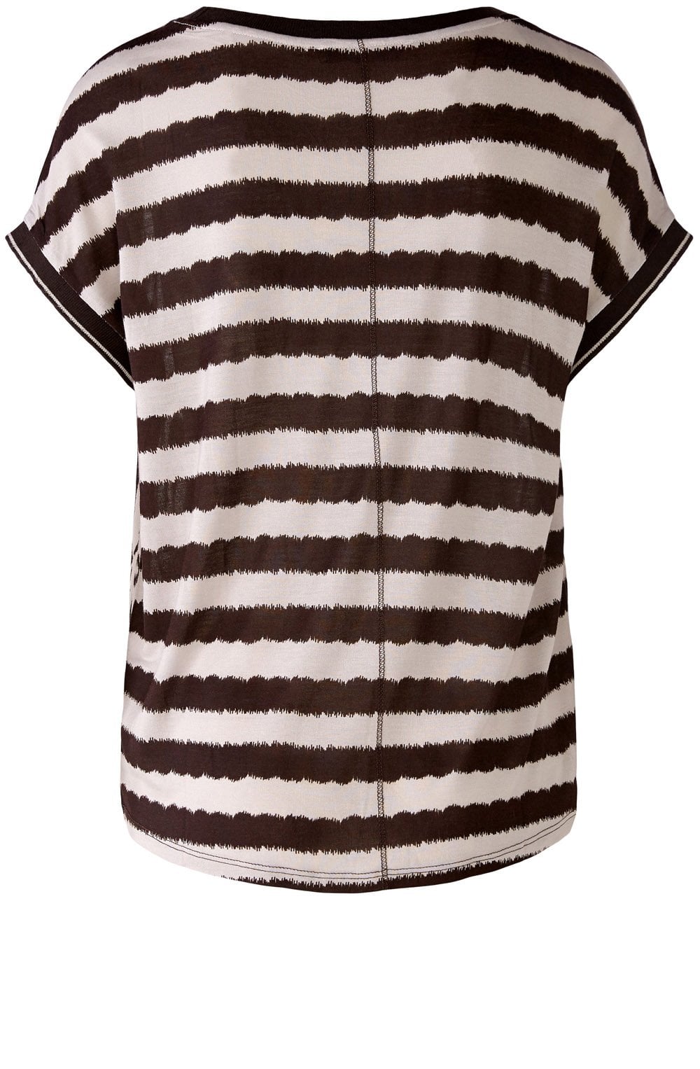 Brown Bold Print and Striped Blouse