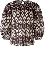 Brown Bold Print Balloon Sleeve Blouse