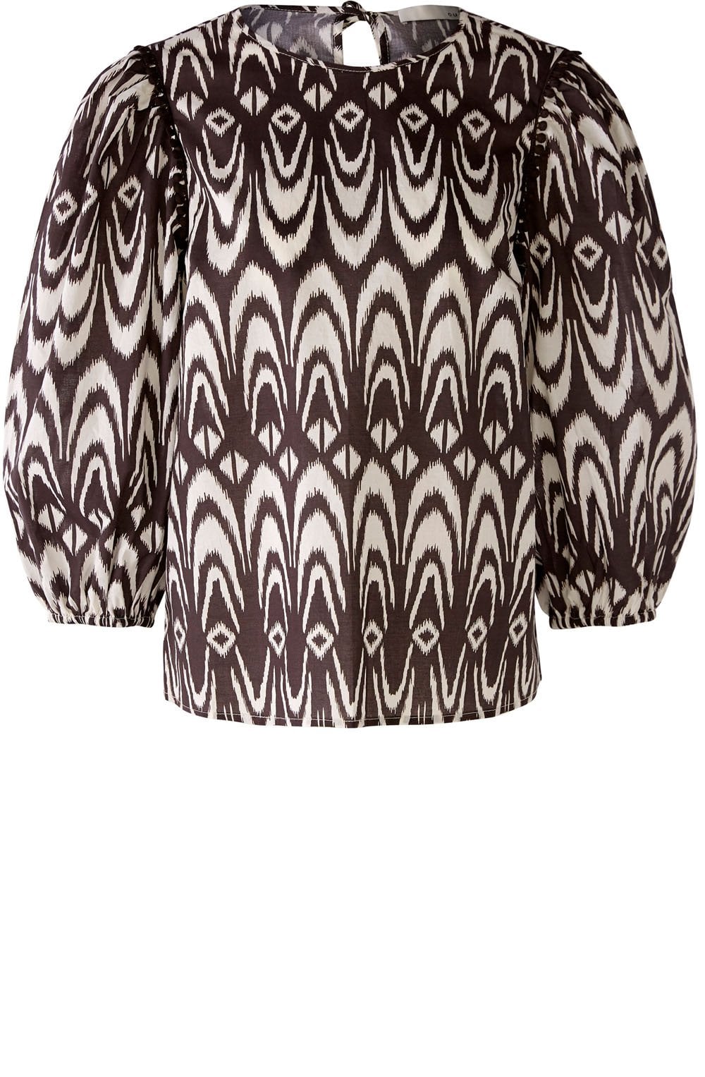 Brown Bold Print Balloon Sleeve Blouse