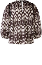 Brown Bold Print Balloon Sleeve Blouse