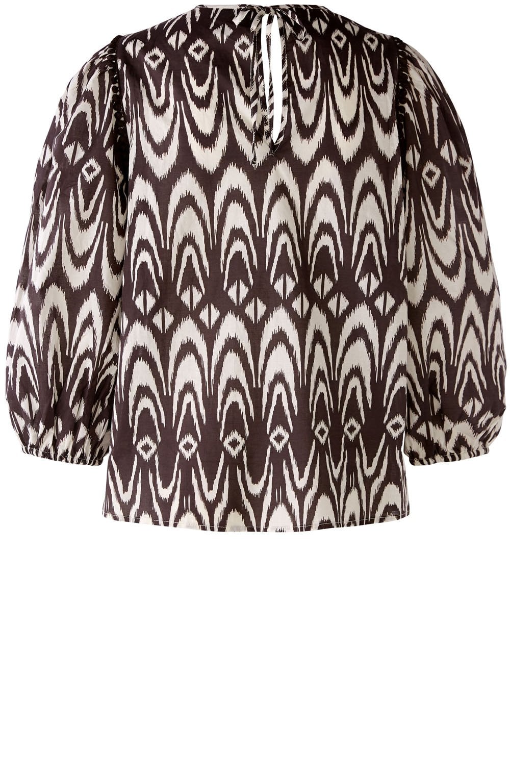 Brown Bold Print Balloon Sleeve Blouse