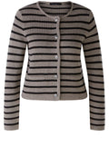Brown Grey and Black Striped Cardigan