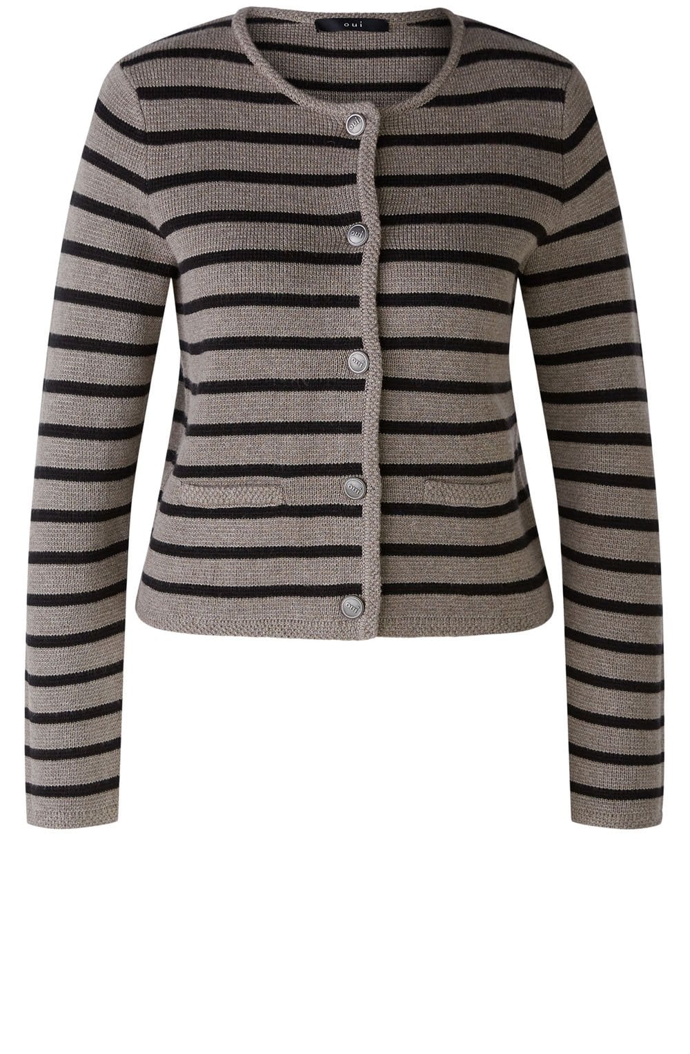 Brown Grey and Black Striped Cardigan